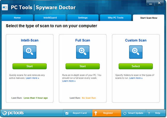 start spyware doctor scan
