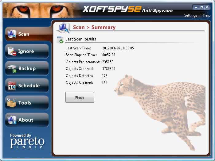 xoftspyse spyware detection finished scan